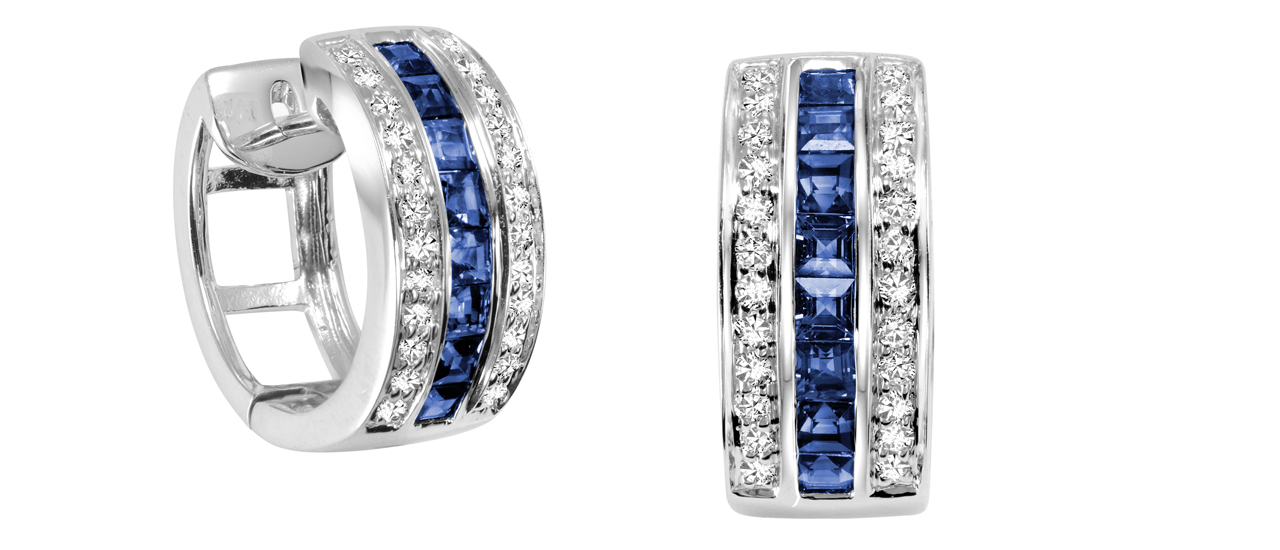 Princess cut sapphires and diamonds show off your flair for style.